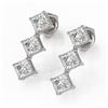 Image 1 : 2 ctw Princess Cut Diamond Designer Earrings 18K White Gold