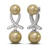 Image 2 : 1.3 ctw Pearl & Diamond Earrings 18K White Gold