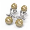 Image 3 : 1.3 ctw Pearl & Diamond Earrings 18K White Gold