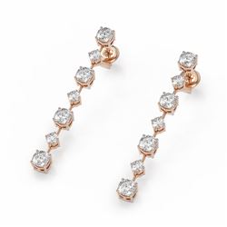 2.88 ctw Cushion Cut Diamond Designer Earrings 18K Rose Gold