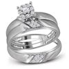 Image 1 : 10kt White Gold His & Hers Round Diamond Solitaire Matching Bridal Wedding Ring Band Set 1/5 Cttw