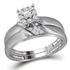 Image 2 : 10kt White Gold His & Hers Round Diamond Solitaire Matching Bridal Wedding Ring Band Set 1/5 Cttw