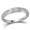 Image 3 : 10kt White Gold His & Hers Round Diamond Solitaire Matching Bridal Wedding Ring Band Set 1/5 Cttw
