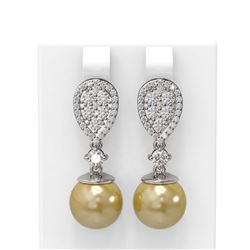2.03 ctw Diamond & Pearl Earrings 18K White Gold