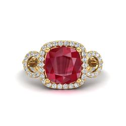 3.15 ctw Ruby & Micro VS/SI Diamond Certified Ring 18k Yellow Gold