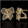 Image 2 : 1.25 ctw Designer Micro Butterfly VS/SI Diamond Earrings 14k Yellow Gold
