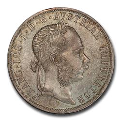 1880 Austria Silver 2 Florin Franz Joseph I MS-63 PCGS
