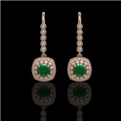 5.1 ctw Certified Emerald & Diamond Victorian Earrings 14K Rose Gold