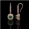 Image 2 : 5.1 ctw Certified Emerald & Diamond Victorian Earrings 14K Rose Gold
