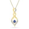 Image 1 : 10kt Yellow Gold Womens Round Lab-Created Blue Sapphire Solitaire Diamond Pendant .02 Cttw