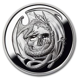 5 oz Silver Proof Round - Anne Stokes Dragons: Skull Embrace
