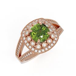 2.39 ctw Certified Tourmaline & Diamond Victorian Ring 14K Rose Gold