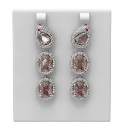 17.3 ctw Morganite & Diamond Earrings 18K White Gold