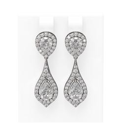2.34 ctw Pear Diamond Earrings 18K White Gold