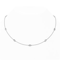 3 ctw Marquise Diamond Station Necklace 18K White Gold
