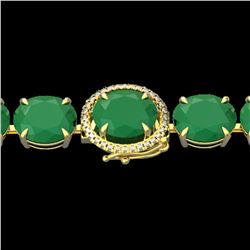 76 ctw Emerald & Micro Pave Diamond Bracelet 14k Yellow Gold