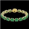 Image 2 : 76 ctw Emerald & Micro Pave Diamond Bracelet 14k Yellow Gold