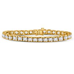 14kt Yellow Gold Womens Round Diamond Timeless Tennis Bracelet 5.00 Cttw