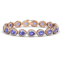 19.14 ctw Tanzanite & Diamond Micro Pave Halo Bracelet 10k Rose Gold