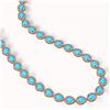 Image 2 : 29.73 ctw Turquoise & Diamond Micro Pave Halo Necklace 10k Rose Gold