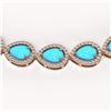 Image 3 : 29.73 ctw Turquoise & Diamond Micro Pave Halo Necklace 10k Rose Gold