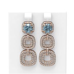 6.32 ctw Aquamarine & Diamond Earrings 18K Rose Gold