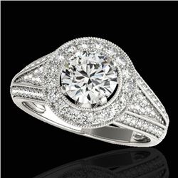 2.17 ctw Certified Diamond Solitaire Halo Ring 10k White Gold
