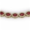 Image 3 : 26.38 ctw Ruby & Diamond Micro Pave Halo Necklace 10k Yellow Gold