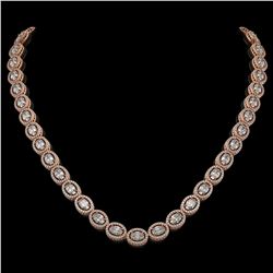 30.41 ctw Oval Cut Diamond Micro Pave Necklace 18K Rose Gold
