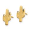 Image 2 : 14k Yellow Gold Cactus Cubic Zirconia Stud Earrings