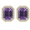 Image 1 : 9.40 ctw Amethyst & Micro Pave VS/SI Diamond Earrings 18k Yellow Gold