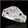 Image 1 : 2 ctw Certified Diamond Solitaire Halo Ring 10k 2Tone Gold