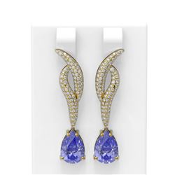 4.81 ctw Tanzanite & Diamond Earrings 18K Yellow Gold