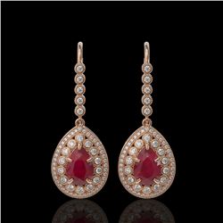 10.15 ctw Certified Ruby & Diamond Victorian Earrings 14K Rose Gold