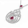 Image 2 : 3.20 ctw Ruby & Micro Pave Diamond Heart Necklace 14k White Gold