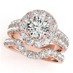 2.06 ctw Certified VS/SI Diamond 2pc Wedding Set Halo 14k Rose Gold