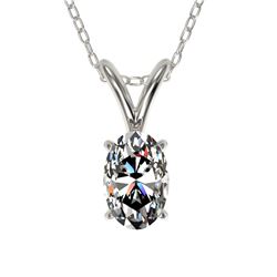 0.50 ctw Certified VS/SI Quality Oval Diamond Necklace 10k White Gold