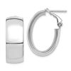 Image 1 : 14k White Gold Omega Back Oval Hoop Earrings - 10x18 mm