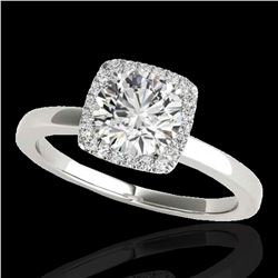 1.15 ctw Certified Diamond Solitaire Halo Ring 10k White Gold