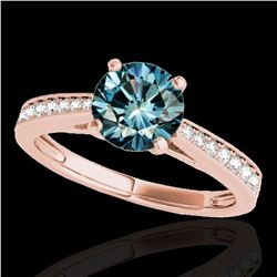 1.25 ctw SI Certified Fancy Blue Diamond Solitaire Ring 10k Rose Gold