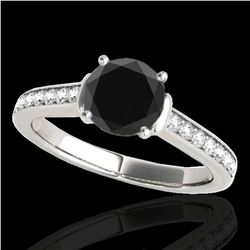 1.5 ctw Certified VS Black Diamond Solitaire Ring 10k White Gold