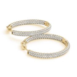 5 ctw Diamond VS/SI 36 MM Hoop Earrings Pave 14k Yellow Gold