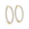 Image 2 : 5 ctw Diamond VS/SI 36 MM Hoop Earrings Pave 14k Yellow Gold