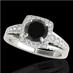 2 ctw Certified VS Black Diamond Solitaire Halo Ring 10k White Gold