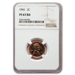 1941 Lincoln Cent PF-67 NGC (Red)