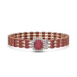 31.91 ctw Ruby & Diamond Bracelet 14K Rose Gold