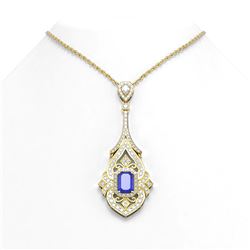 10.47 ctw Sapphire & Diamond Necklace 18K Yellow Gold