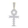 Image 1 : 10kt Yellow Gold Mens Round Diamond Ankh Cross Charm Pendant 1.00 Cttw