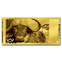 2018 Tanzania 1 gram Gold Big Five Buffalo Foil Gold Note