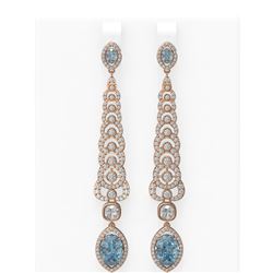 9.1 ctw Blue Topaz & Diamond Earrings 18K Rose Gold
